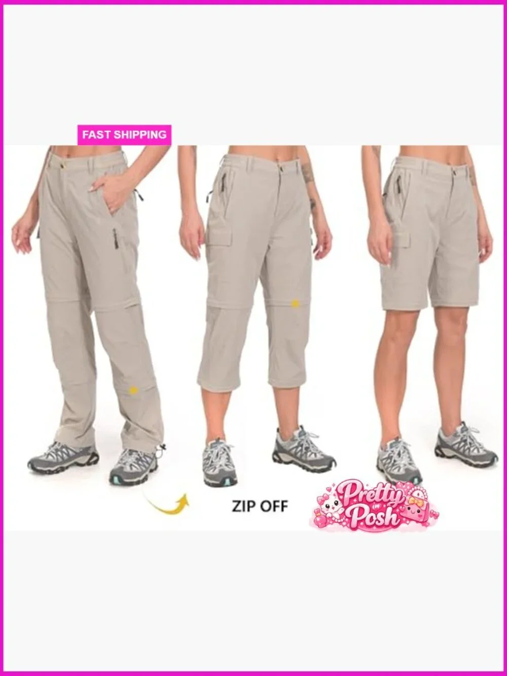 Stretch Convertible Zip-Off Quick Dry Hiking Pants Nylon Elastane